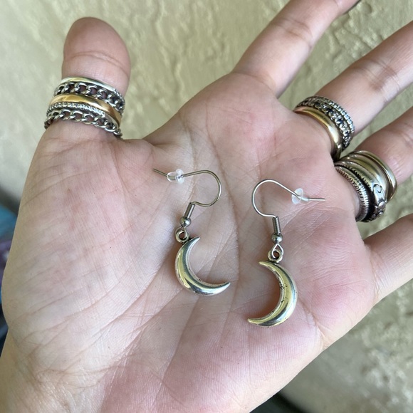 Necklace Double layer onyx & moon + earrings set - Picture 6 of 9